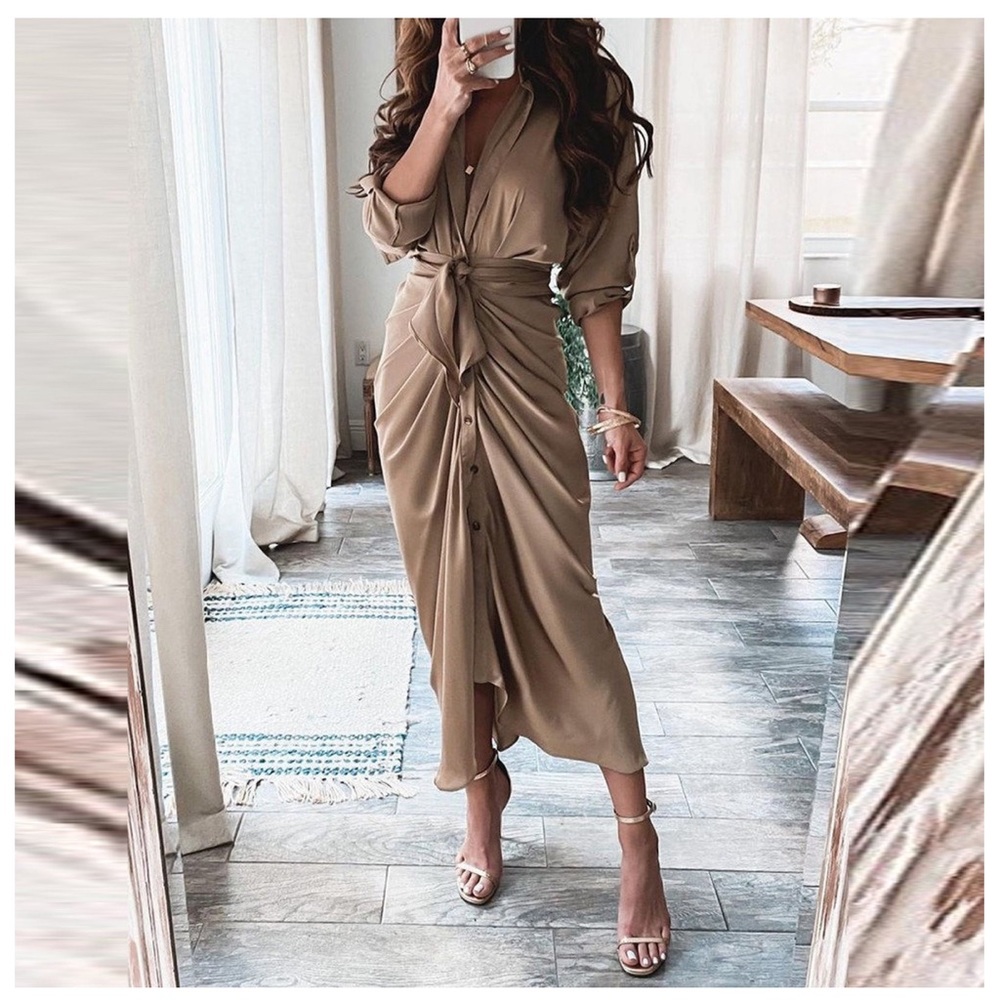 Linsery Women Summer Dress Elegant Wrap Maxi Dress